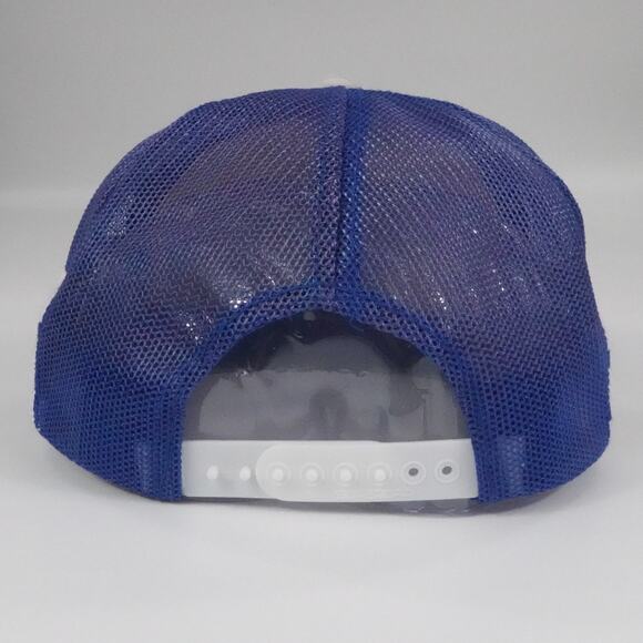 Vintage Three Stripe Hat Cap Snapback Blue Trucker Lowenbrau Beer Patch Logo - Picture 4 of 9